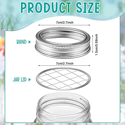 Soporte Tapa Tarro Mason Jar Con Inserto De Flores Metálico
