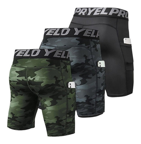Pack De 3 Pantalones Cortos De Compresión Para Hombres Acti