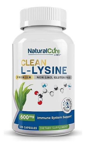 Natural Cure Labs Clean L-lysine 600mg 120cap Apoyo Inmune