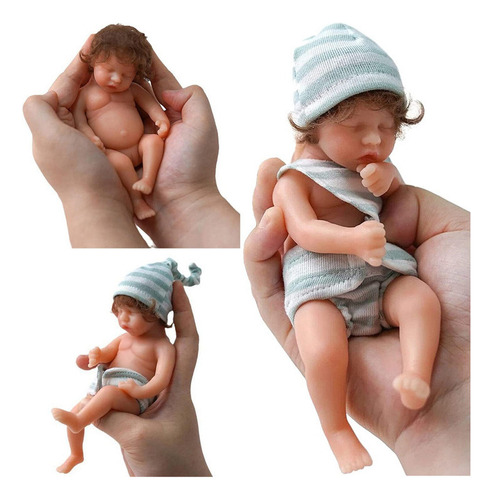 Mini Bebé Reborn Realista Silicona Sólida 15cm, Lavable