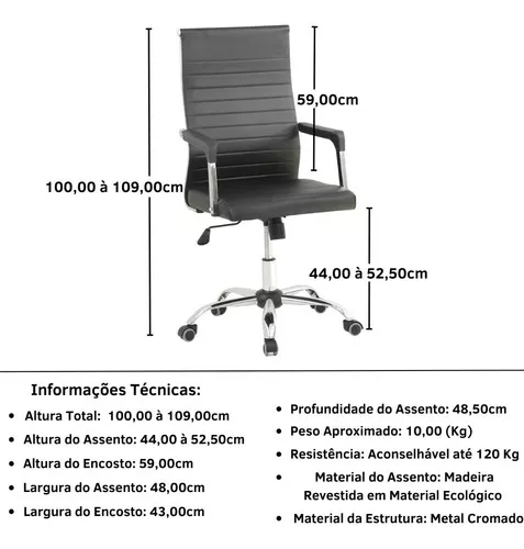 Silla de escritorio Império Brazil Business Cadeira Escritório Giratória  Estofada Best com Altura Ajustável E Função Relax 1 negra