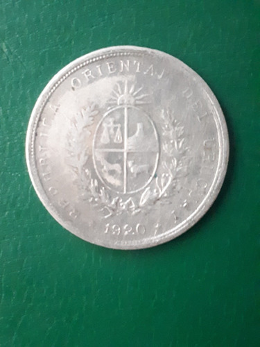 Uruguay 1920 20 Centavos, Plata, Muy Bueno 