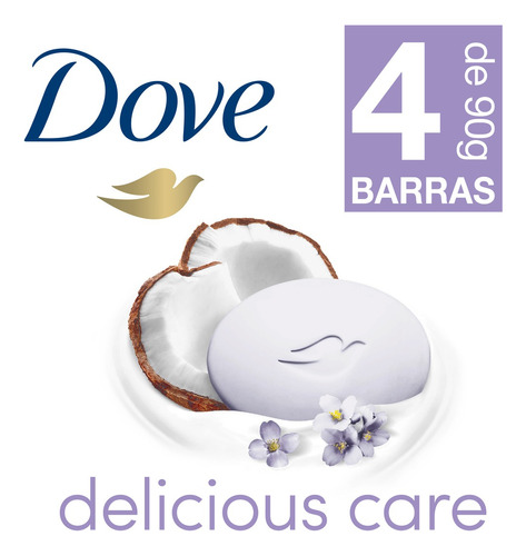 Dove Delicius Care jabón en barra leche de coco 4 barras de 90gr