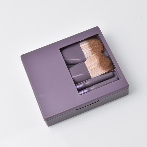 Brocha De Maquillaje De Viaje Con Espejo Para Cabello Suave