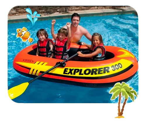 Bote Inflable Explorer 300 Set 3 Pers. 211x117x41 Cm Intex