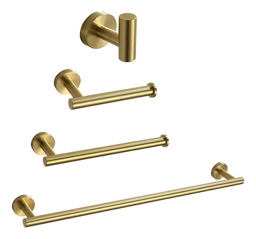 Kit Acessórios Para Banheiro Aço Inoxidável Dourado Fosco