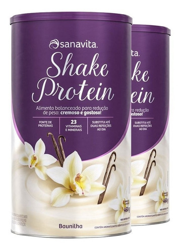 Kit Com 2 Shake Substituto De Refeição Sanavita 450g Vanilla Sabor Baunilha