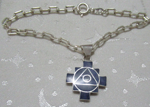 Pulsera Plata 900 Con Dije Plata 950 Lapis Lázuli (15504) Plateado 20 Cm (Usado)