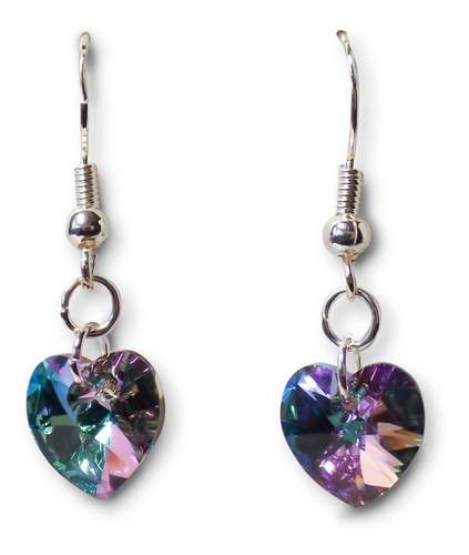 Aros Corazón Cristal Austriaco Vitrail Claro Plata Fina 925