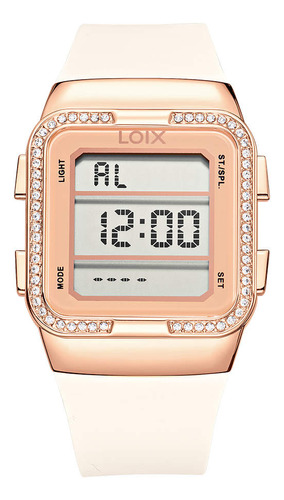 Reloj Loix Mujer L1259-4 Beige Con Oro Rosa, Tablero Digital