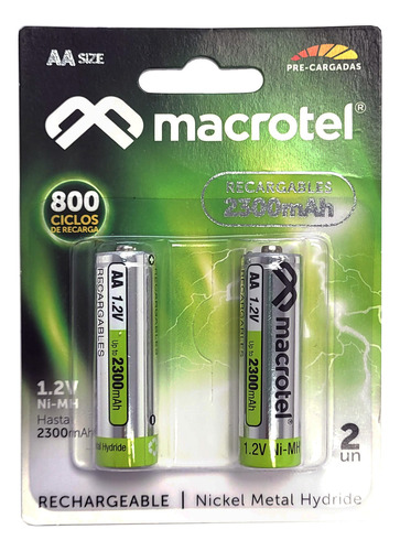 Pack 2 Pilas Ni/mh Recarg Aa 2700mah (2 Un)