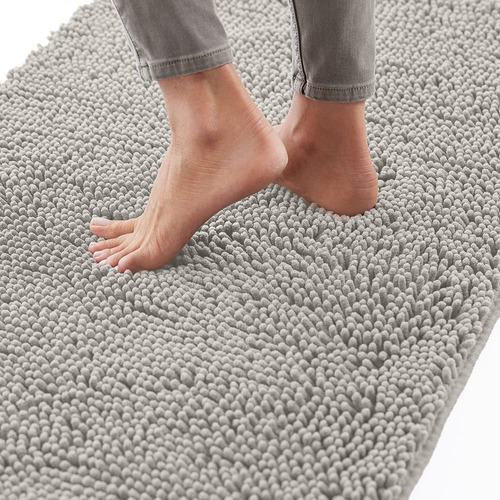 Alfombra Baño Absorbente De Felpilla Extra Suave Gris Claro