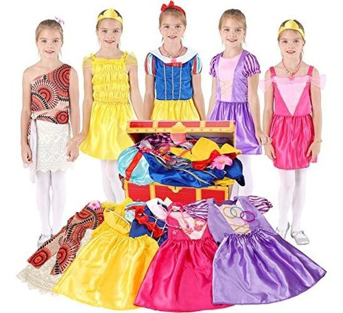 Cofre Princesas Dress-up - Set 22pcs Vestuario Jugar Niñas 3-6 Años
