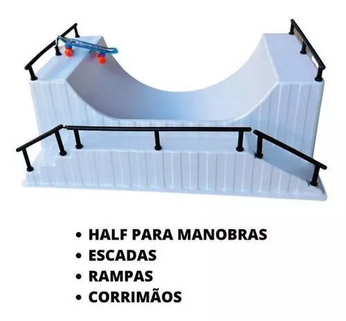 Pista Skate De Dedo Half Rampa Escada Corrimão Profissional no Shoptime