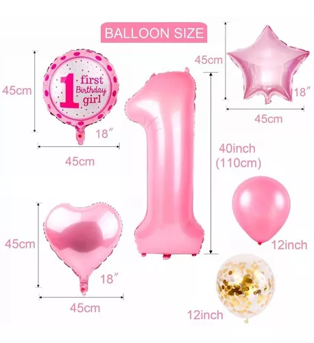 Juego De Globos Para Decoración De Primer Cumpleaños(chicas)