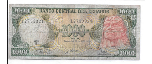 Liquido Excelente Billete De Ecuador. 1000 Sucres 1986
