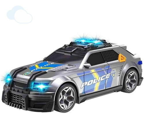Auto De Policia Luz Y Sonido 30 Cm Vehiculo Teamsterz Color Plateado - Azul Personaje Policía