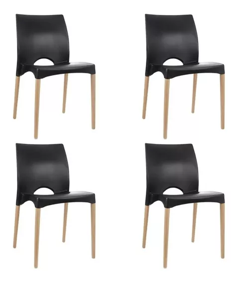 Sillas Cannes Nordicas Patas De Madera X4 Gardenlife Cantidad de sillas por set 4 Color de la estructura de la silla Negro