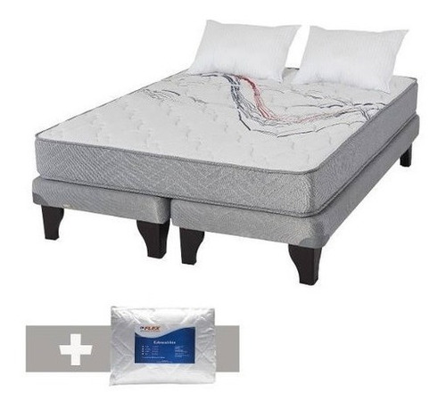 Cama Euro Flex Therapedic Más 2 Pl B/d + Cubrecolchón + Alm Color Gris