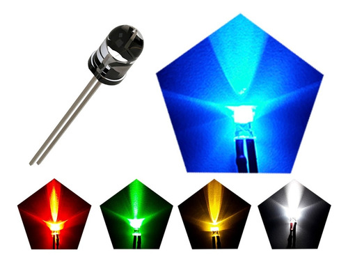 Kit 100x Led 5mm Brilho Vermelho Verde Azul Bco +resistores 