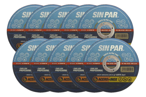 Disco De Corte Acero Inoxidable Sin Par 115 X 0.8 Mm Pack X50 Unidades Color Azul