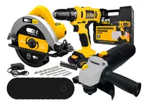 Comprar Kit Ferramentas Serra Circular 7.1\u002F4 1100w + Esmerilhadeira 4.1\u002F2 + Furadeira Bateria C\u002F Acessórios The Black Tools