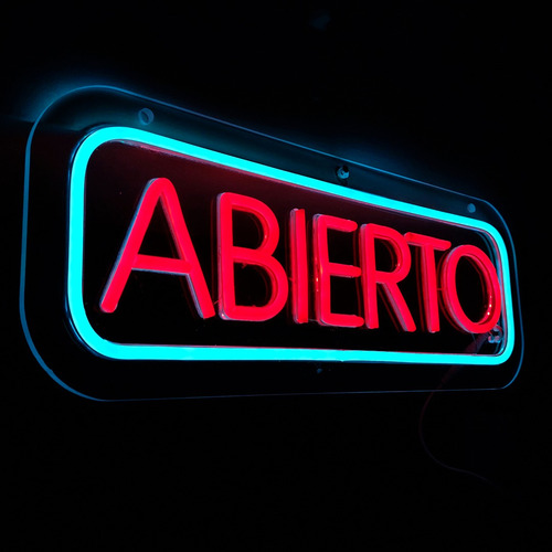 Letrero Neon Led Abierto | Personalizado | Base Acrílico 6m