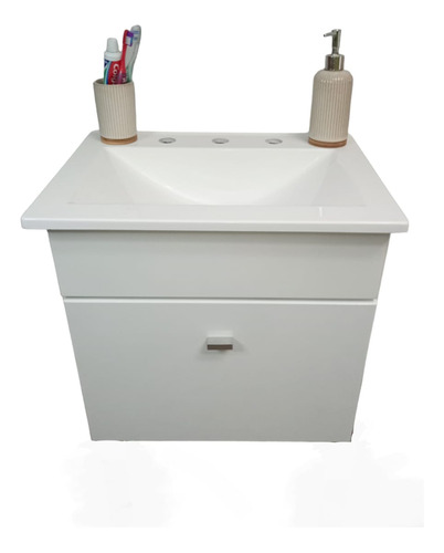 Vanitory Colgante De Baño Laqueado Blanco 51cm X 47cm +bacha