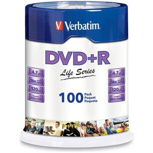 Dvd+r Life Series 16x 100pk Sp St W/p Verbatim 97175 800 Pzs