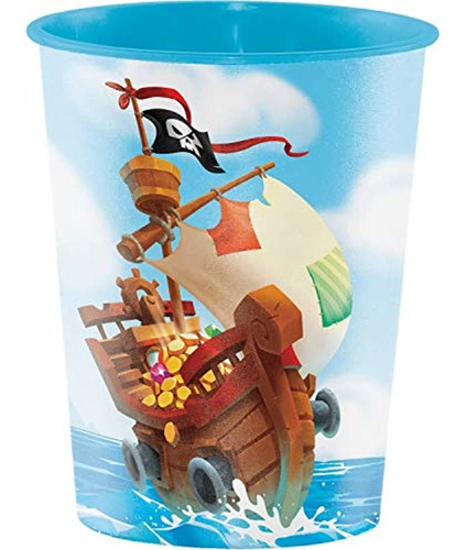Treasure Island Pirate - Tazas De Plástico De 454 Ml, 8 Ct