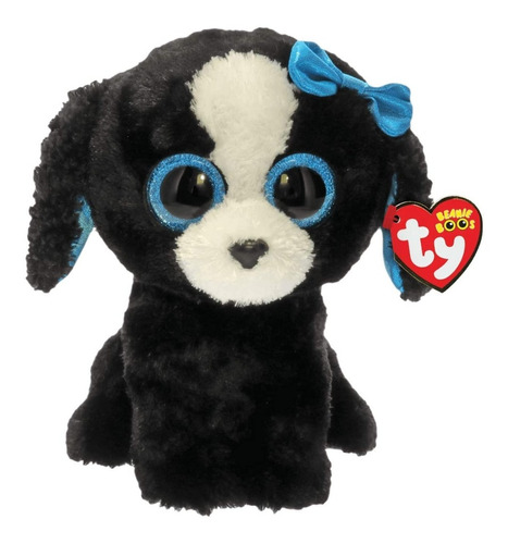 Bolsinha Mochilinha Infantil Pelúcia Cachorro Preto Glitter 