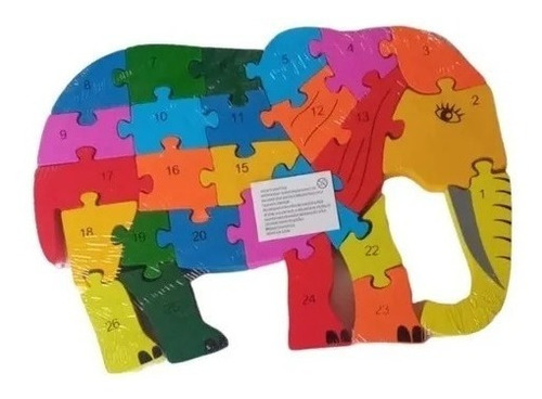 Rompecabezas Puzle Encaje Elefante  Letras Números Smallbox