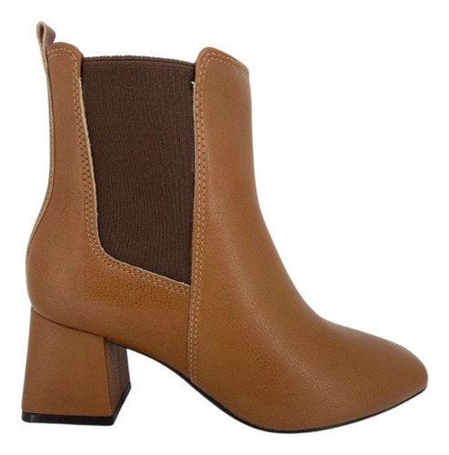 Bota Marron Con Elastico Y Punta Cuadrada Mujer Vizzano