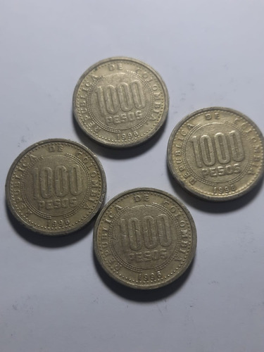  4 Monedas De 1000 Pesos Colombianos Antigua Original