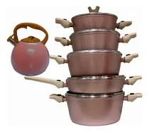 Comprar Set De Ollas Suprema De Granito 11 Pcs Con Tetera Color Rosa