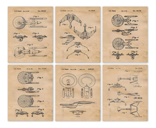 Movies Star Vessels Patent Prints, Set Of 6 (8x10) .