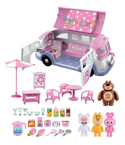 Camioneta Con Muñecos Accesorios Heladería Kitty Food Truck