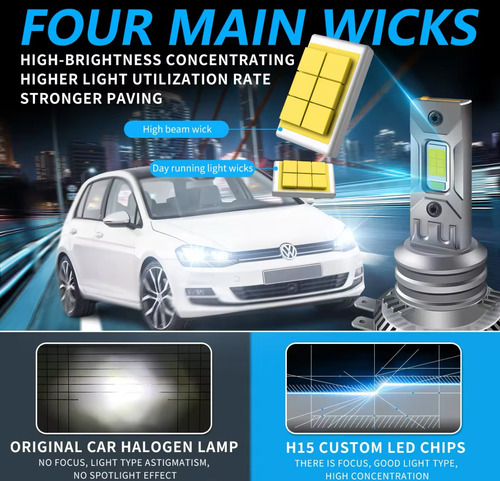 Kit Ampolletas Led H15 Auto Camioneta 28.000 Lumenes Canbus