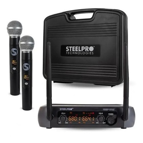 Imagen 1 de 4 de Set De Micrófonos Profesional Inalámbricos Uhf Steelpro