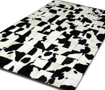 Alfombra Patchwork De Cuero De Vaca Con Pelo. 1,6 M X 2,0m