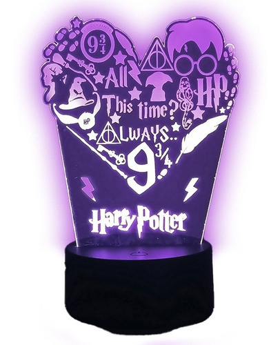 Lampara Led 3d De Harry Potter Personalizada 7 Colores