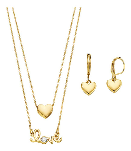 Collar Aretes Love Spell Glam Finart By Esika Baño Oro 24k