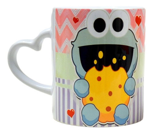 Taza De Ceramica, Asa De Corazón, Come Galletas, 11oz, Nueva