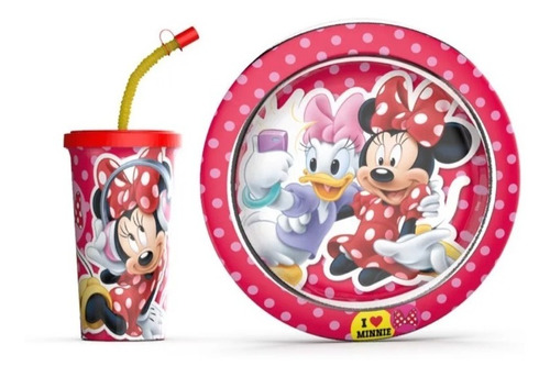 Set Infantil Plato Plastico + Vaso Sport Minnie Mouse Disney