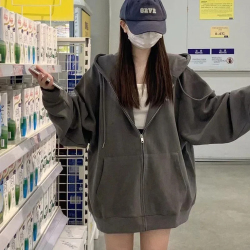 Chaqueta Tipo Sudadera Holgada Con Capucha Para Mujer
