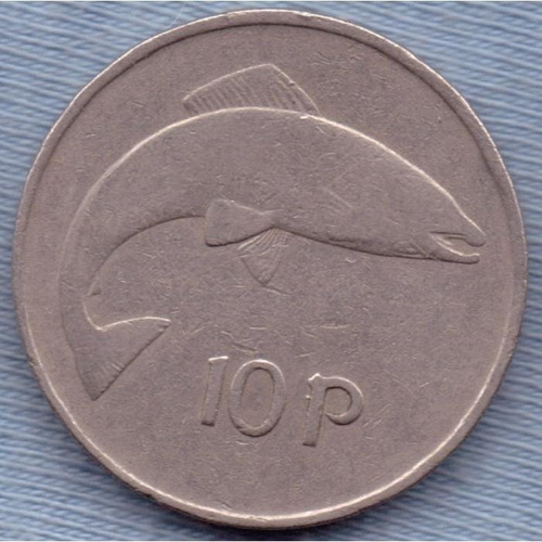 Irlanda 10 Pence 1969 * Salmon * Arpa Irlandesa * Enorme