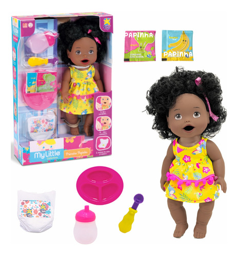 Boneca Negra Menina Collection My Little Cabelo Cacheado