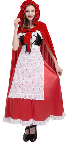 Vestido Largo De Halloween Con Capa Roja De Caperucita Roja