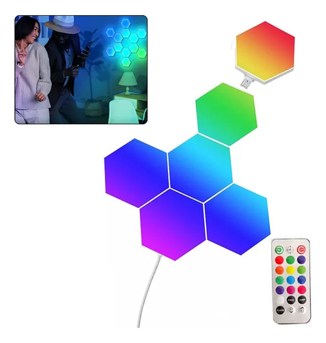 Luz Gamer Hexagonal Control App Cintas Led ( No Usa Pilas )