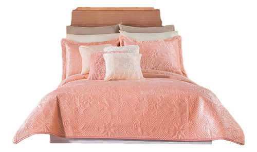 Edredón Neo Velvet Coral C/fundas King Size Colchas Concord